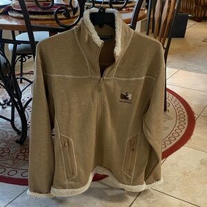 Renegade Tan White Fleece Jacket wColorado Embroidery & Front Pockets EUC Sz XXL